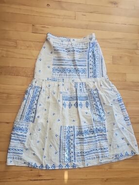 Blue & White Printed Maxi Skirt
